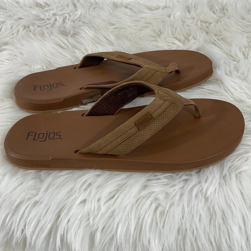 FLOJOS LEVEE Men’s Brown Flip Flop Built tough with a wide strap & arch support - Picture 4 of 9